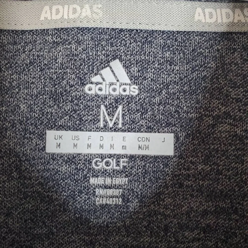 Adidas Marled Short‎ Sleeve Performance Golf Polo Shirt Blue Grey UPF 30 Medium